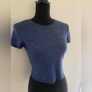 Forever 21 Women's Blue Heather Crop Tee Top, Small
